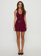 Aisleigh Sequin Halter Mini Dress Berry