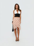 Natana Asymmetrical Midi Skirt Multi Check