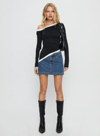 Nickei Denim Mini Skirt Mid Wash Petite
