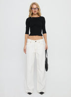 Top Model Low Rise Straight Leg Jeans Porcelain