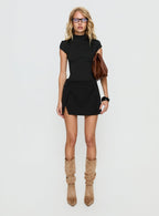Off Kilter Split Mini Skirt Black