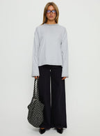 Settle Down Long Sleeve Top Grey / White Stripe