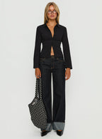 Emersonne Button Up Top Black