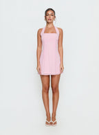 Rosamie Halter Mini Dress Soft Pink