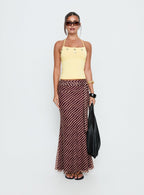Caviar Tie Maxi Skirt Brown Stripe