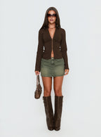 Laynee Butterfly Mini Skirt Washed Green