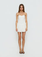 So At Peace Sweetheart Drop Waist Mini Dress White