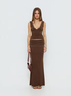 Zespri Lace Jersey Top Brown