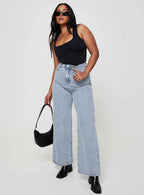 Nicolo High Rise Straight Leg Jeans Light Blue Wash
