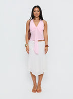 Adrea Asymmetrical Midi Skirt White