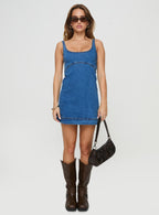 Rautha Denim Mini Dress Mid Wash