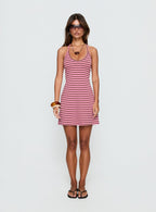 Klova Halter Mini Dress Pink Stripe