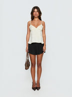 Had Me At Hello Lace Trim Floral Detail Top Cream