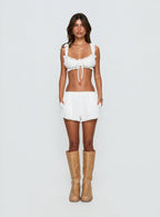 Midnight Sugar Micro Crop Top White