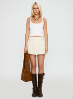 Fairylike Broderie Mini Skirt Ivory