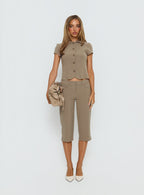 Tunian Capri Tailored Pants Taupe