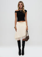 Rosemead Satin Midi Skirt Cream