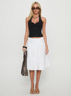 Cascades Low Rise Midi Skirt White