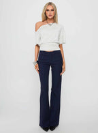 Kinkirk Flared Pants Navy Pinstripe