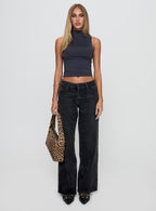Serenitia Mid Rise Straight Leg Jeans Washed Black Petite