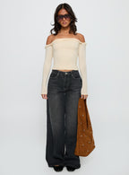 Naylor Mid Rise Wide Leg Jeans Grey Wash