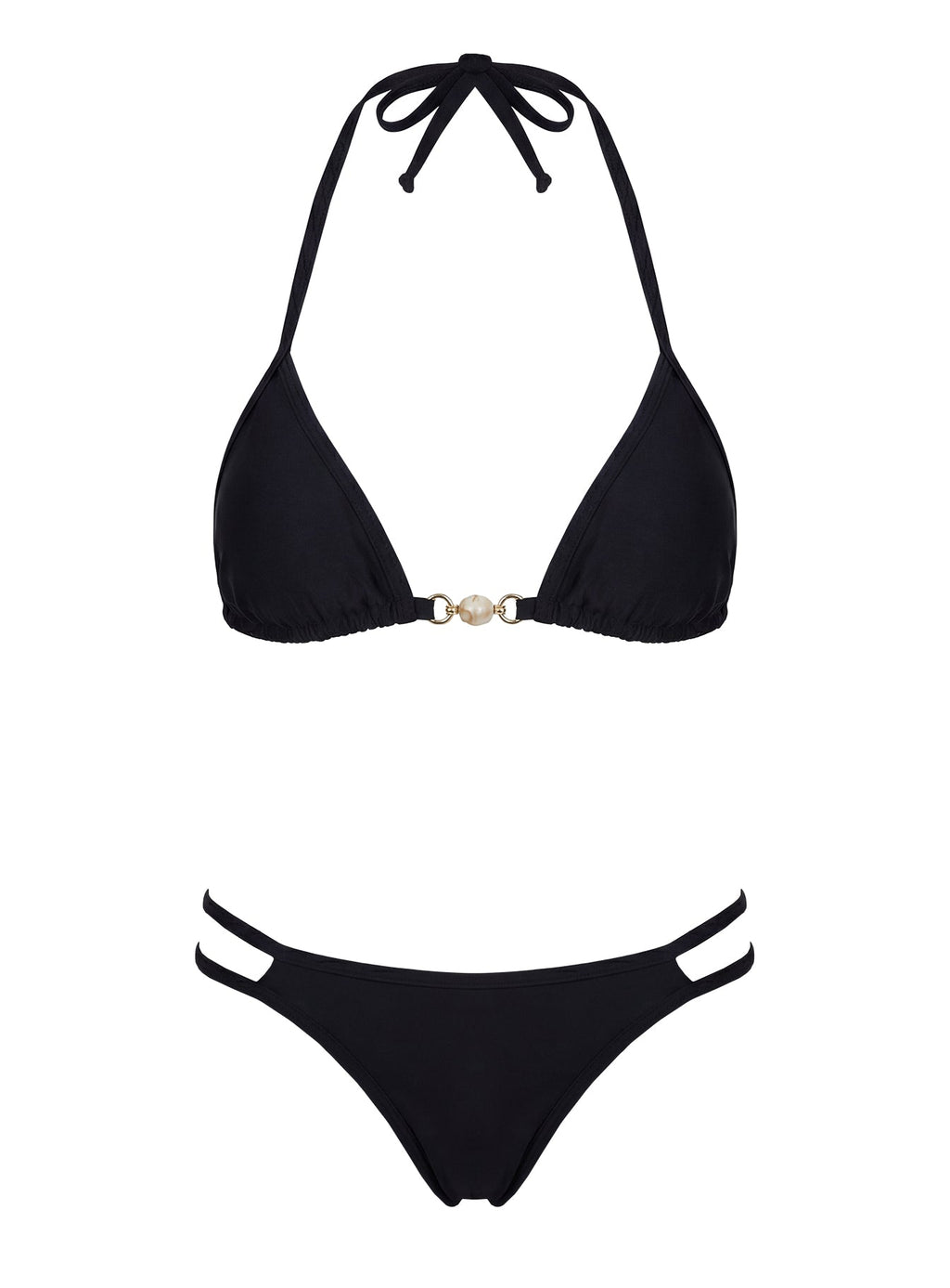 Maurita Hardware Halter Bikini Top Black
