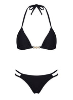 Maurita Hardware Halter Bikini Top Black