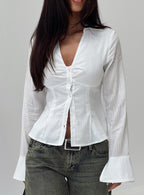 Elowenn Long Sleeve Top White