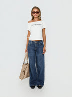 Serenitia Mid Rise Straight Leg Relaxed Jeans Dark Blue Wash