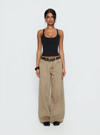 Naylor Mid Rise Wide Leg Jeans Light Brown Wash