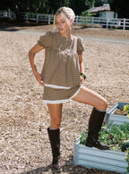 Chandelier Babydoll Top Brown Check