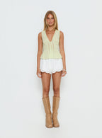 Zaylenna Lace Pleated Top Sage