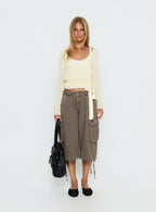 Tonee Sheer Wrap Knit Cardigan Butter Cream