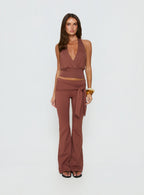Arabele Halter Wrap Top Brown