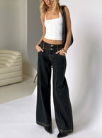Hannalee Low Rise Wide Leg Jeans Grunge Wash