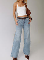 Serenitia Mid Rise Straight Leg Jeans Light Wash