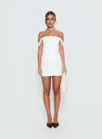 Joslyne Off Shoulder Corset Mini Dress White
