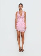 Longer Daylight Cowl Halter Playsuit Pink
