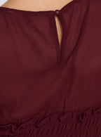 Fever Kiss Chiffon Ruched Top Wine