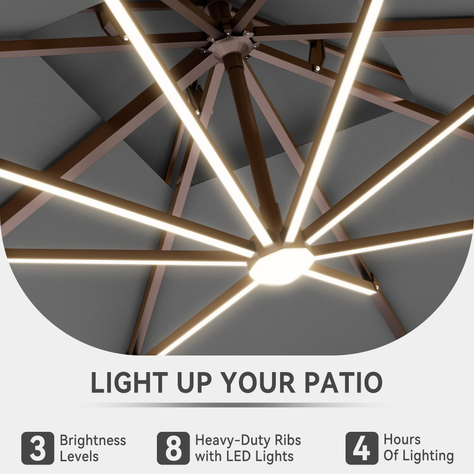Cantilever Outdoor Patio Umbrella with Led Lights