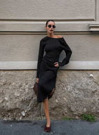 Haven Long Sleeve Maxi Dress Noir Polka