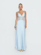 Klairee Halter Lace Maxi Dress Icy Blue