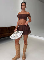 Ackee Tiered Mini Skort Brown