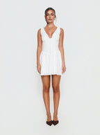 Thinking Bout You Lace Trim Sleeveless Mini Dress White