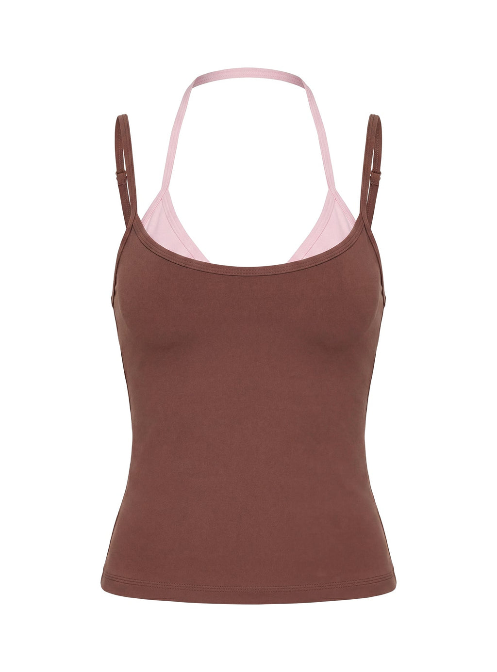 Ascend Layered Halter Tank Top Brown / Pink