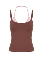 Ascend Layered Halter Tank Top Brown / Pink