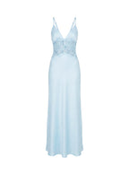 Klairee Halter Lace Maxi Dress Icy Blue