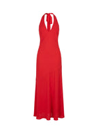 Luannie Halter Scarf Tie Maxi Dress Red