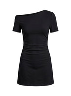 Avriana Off Shoulder T-Shirt Mini Dress Black