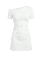 Avriana Off Shoulder T-Shirt Mini Dress White